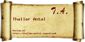 Thaller Antal névjegykártya